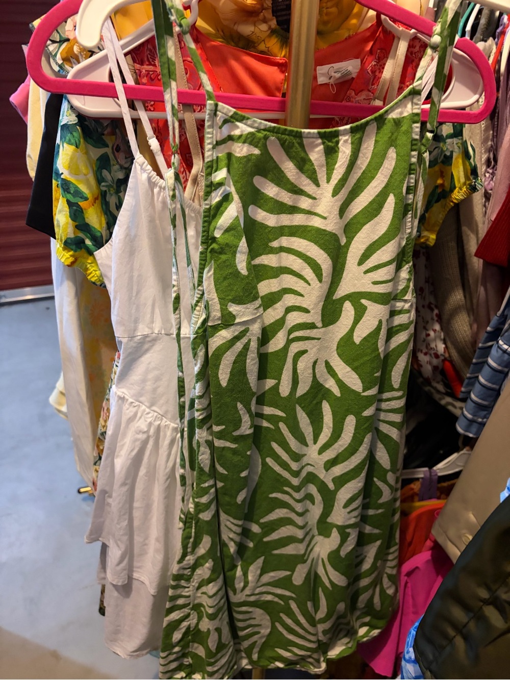 a new day Green Tropical-Print Mini Slip Dress
